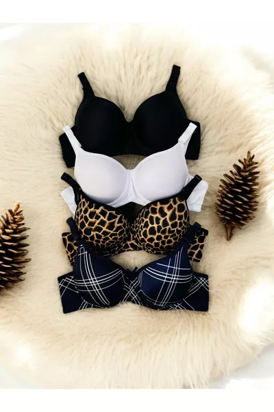 طقم صدرية نسائية مبطنة مع دعامة سلكية (4 قطع)