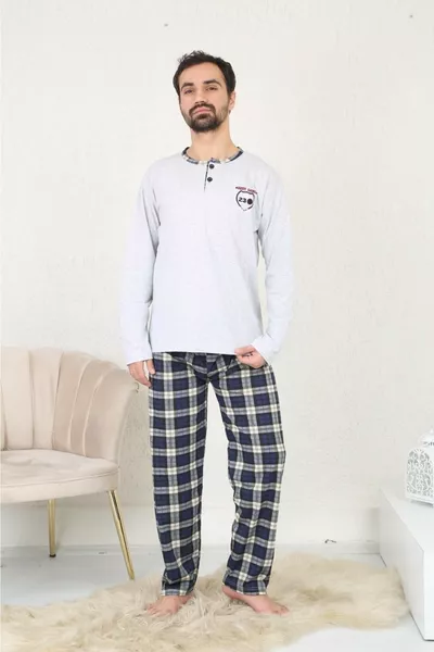 % Baumwolle Supreme Kariertes Herren-Pyjama-Set 