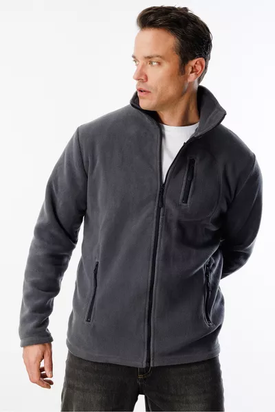 Men's Full-Zip Fleece Jacket with 3 Pockets Outdoor Tactical Fleece