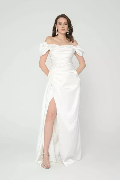 أبيض رايات شق مساء اللباس