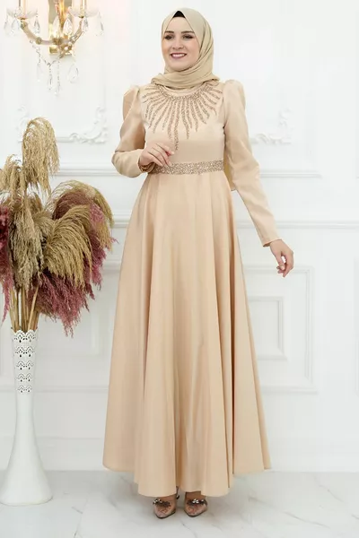 Вечерни рокли Beren Satin Gold