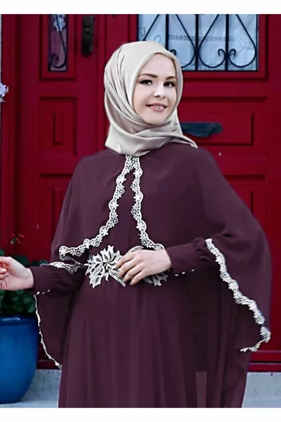 المرأة البرقوق T  Fy جمع الدانتيل مفصلة قبع مساء اللباس