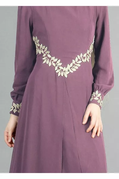 نسائي وردي (ROSE) T  Fy Collection-lace مفصلة فساتين سهرة شيفون