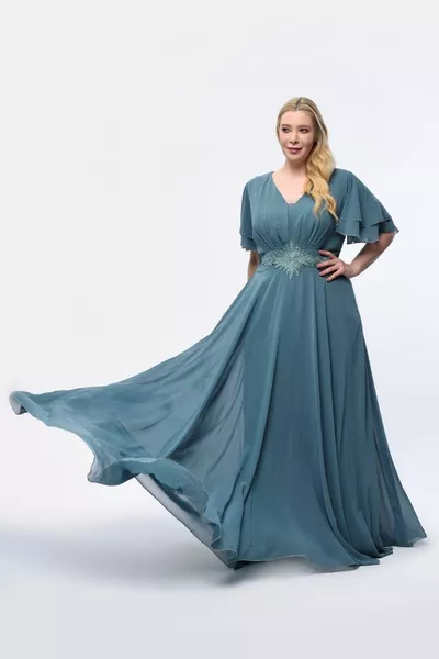 الشيفون فستان مساء طويل 