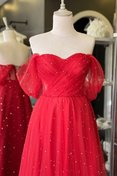 Червена перла и искрящ камък Макси дължина драпирани прозрачна вечерна рокля и вечерна рокля