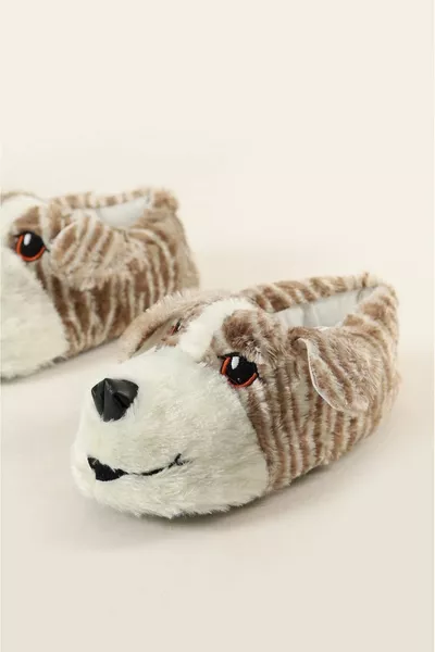 Figurine de chien en peluche maison pantoufle bottes unisexe Pantduf