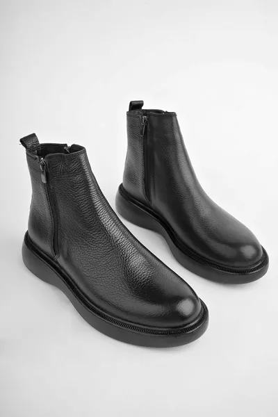 Мъжки зимни ботуши челси Brandon от естествена кожа с двоен цип