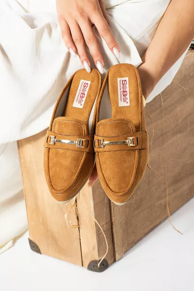 Women's Ballet Flats Buckle Detailed Stylish Comfortable Orthopedic Casual Slippers