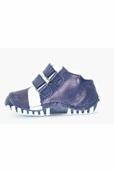 Тъмносиня естествена кожа Пълни ортопедични обувки за бебе за момче Първа стъпка