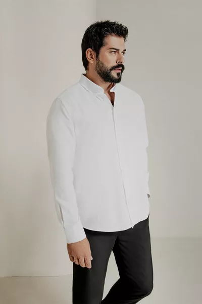 Oxford Homme Col Boutonné Blanc Facile Repassage Coton Coupe Slim Chemise Slim Fit