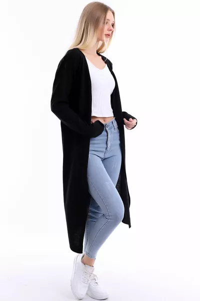 Фино тъкане, мека текстура, V-образно деколте, жилетка с дълга плетена жилетка