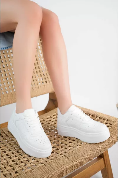 Padded Heel White Women's Shoes