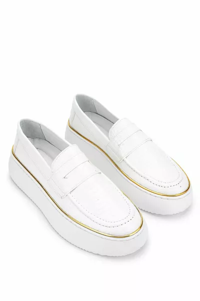 Women's Vegan White Loafer Shoes