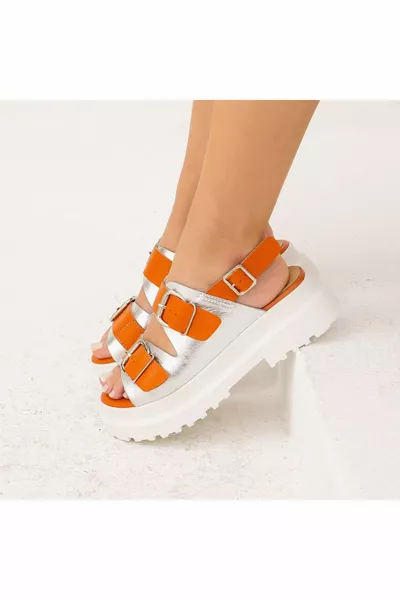 Sandales décontractées en cuir véritable pour femmes Bn Sndlt 