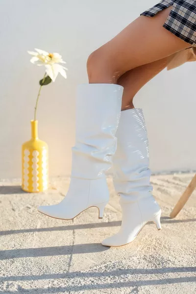  pr Stivali Bianchi Donna A Punta