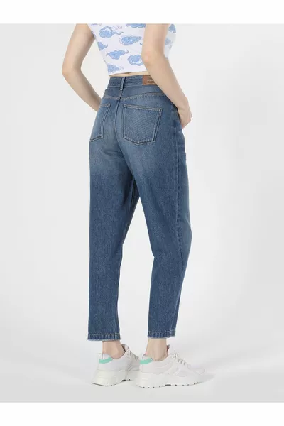  Dennis High Waist Relaxed Fit Straight Leg Women's Blue Jeans 