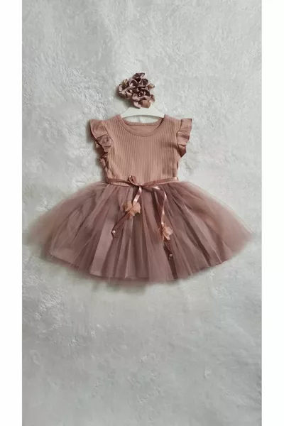 Тюл от сушена роза за момичета Специален ден Рожден ден Новогодишна вечерна рокля Подарък Ежедневна рокля на принцеса