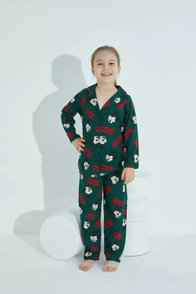 طقم بيجامة قطن بأزرار