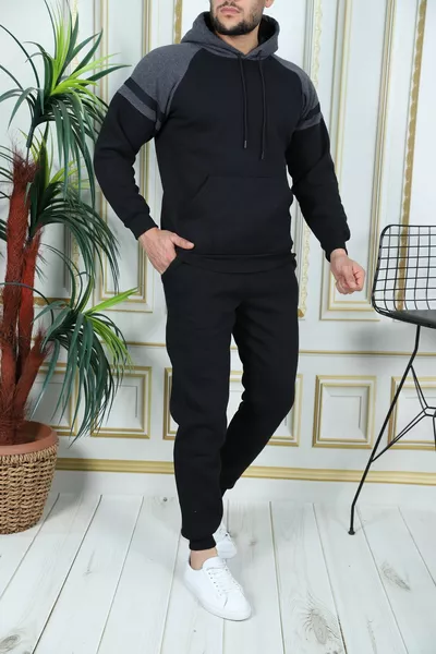 3 Хлопковый зимний спортивный костюм с капюшоном