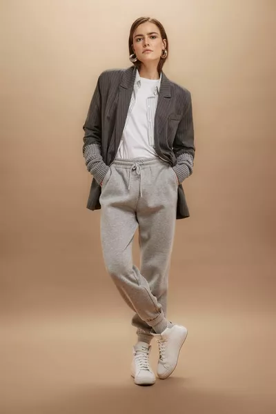 Standard Fit Waist Leg Elasticated Basic Flat Thick Fabric Long Length Jogger Sweatpants wn