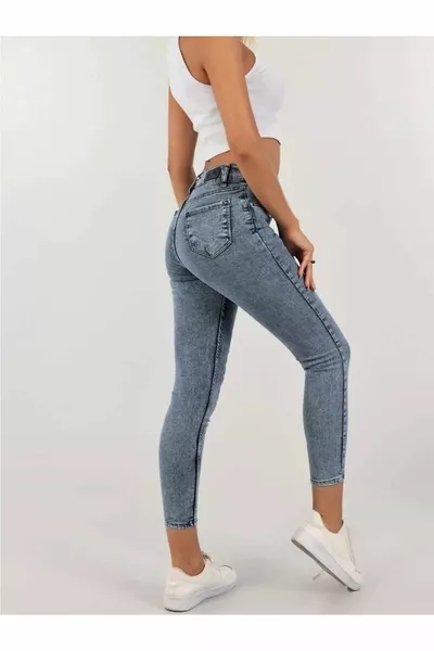 Pantaloni Jeans Skinny Skinny Lavaneve A Vita Alta Azzurro