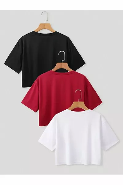 3er-Pack Damen Crop T-Shirt - DAXİS Sportwear Company