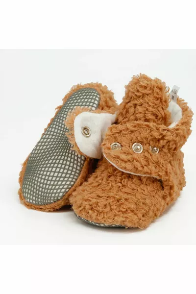 نعل غير قابل للانزلاق ، بنطلون أطفال ، جوارب منزلية من الخطوة الأولى ، بني فاتح مع بطانة من القطن العضوي المقاوم للعرق