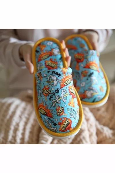 Pantofole da casa con suola morbida bomba blu da uomo