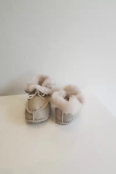 Unisex Baby Suede Leather Fur Booties