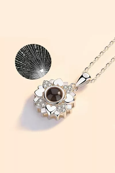 I Love You In  Languages Projection Heart Necklace by
