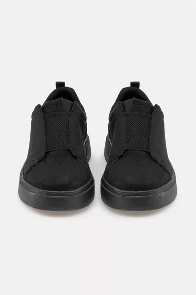 Мужская черная резиновая лента с гибкой подошвой повседневная обувь 