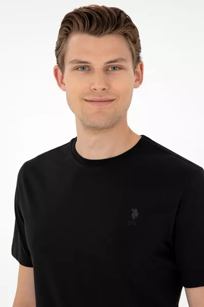 تي شيرت بيسك أسود للرجال 