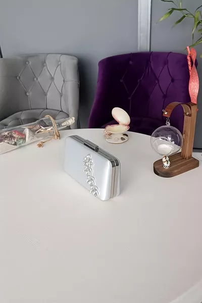 الفضة الساتان صندوق معدني القضية المرأة مساء اللباس حقيبة مع نجمة التبعي