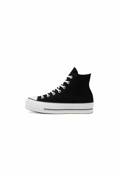 Zwarte lange top unisex veters met dikke zool All Star platform sneaker sneakers