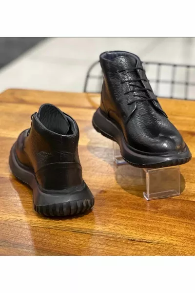 Boots Men's Leather Rubber Sole Orthopedic