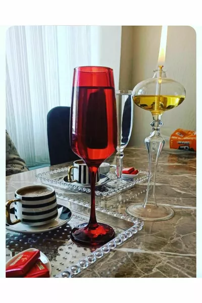 Новогодишни червени 6 чаши за шампанско cc MG/