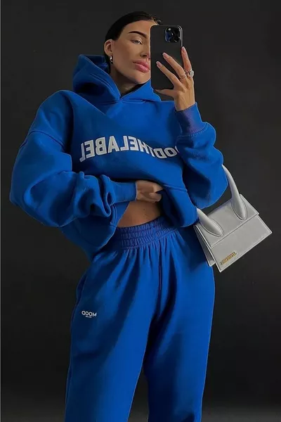 Женский комплект спортивного костюма оверсайз с принтом