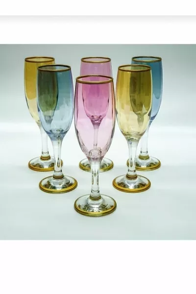 لافا 6 قطع لايم زجاج جانبي للقهوة، زجاج لون أحمر 