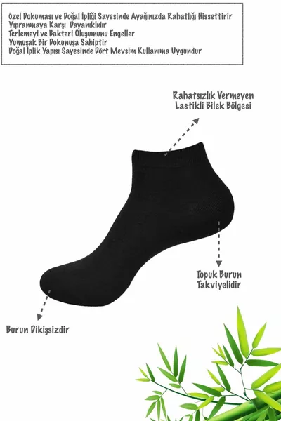  paires de chaussettes courtes en bambou noir pour hommes