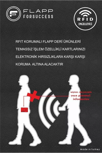 Държач за карти от естествена кожа RFID защитен Flotur черен унисекс портфейл