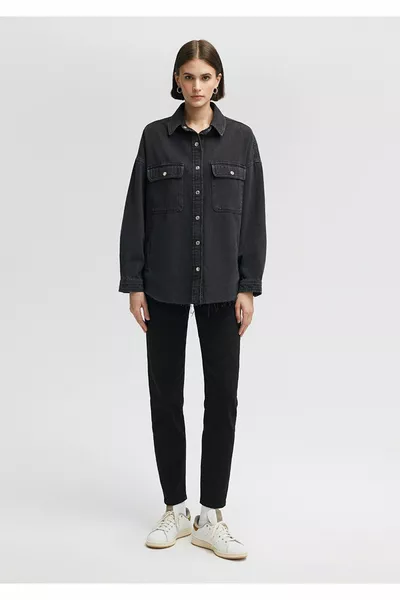 Tamara Alle Blauw Grijze Jean Shirt Boyfriend 