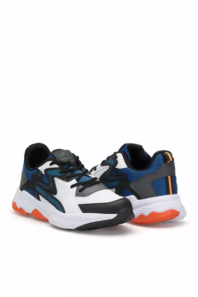 حذاء رياضي أبيض أزرق للرجال