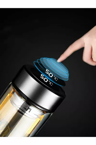 طبقة مزدوجة زجاج الشاي القهوة الترمس مل (نموذج جديد)