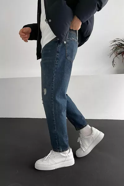 Boyfriend Casual Fit Сини шлифовани дънки