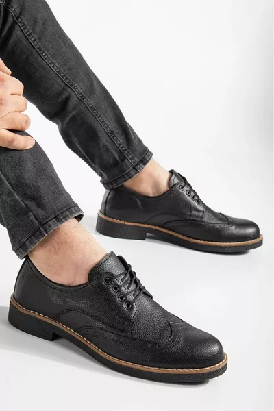 Мъжки черни класически ежедневни ортопедични обувки