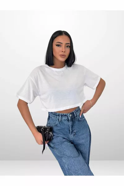 Women's White Oversize Crop T-shirt