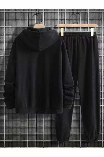 الرجال الأسود نيويورك مكتوبة أعلى أسفل بدلة رياضية مجموعة هوديي كبيرة الحجم