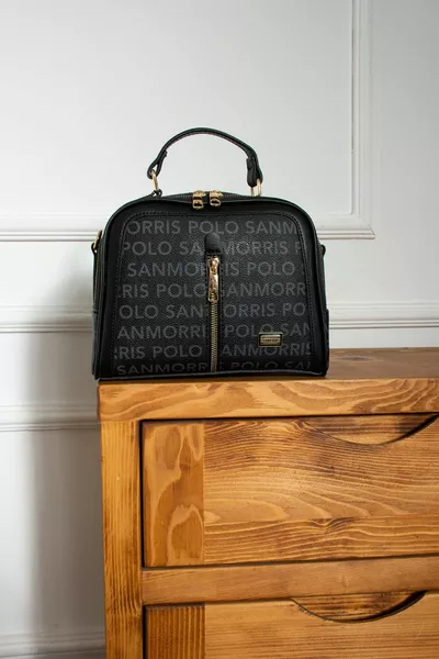 بولو المرأة فو الجلود قابل للتعديل عبر حزام أسود اللون الذهب التبعي حقيبة اليد والكتف