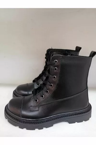 أحذية جلد طبيعي للأطفال أسود