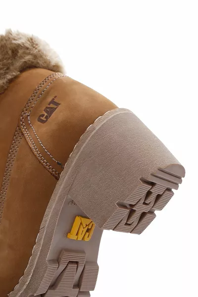 Stivali postali da donna in pelle nabuk Nikki cannella con tacchi grossi 